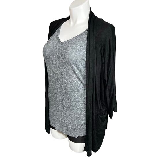 Time and Tru Womens Cardigan Sweater Open Front Lightweight Long Sleeve Black XL - Picture 7 of 9